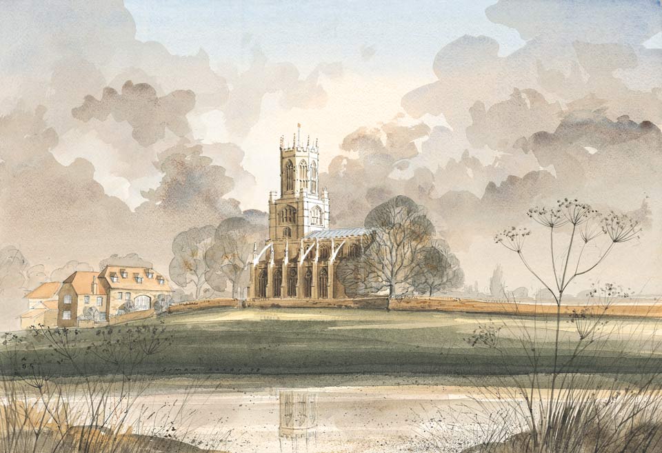 Fotheringhay Church, Nr Oundle, Northamptonshire by Simon Dolby at The Dolby Gallery Oundle