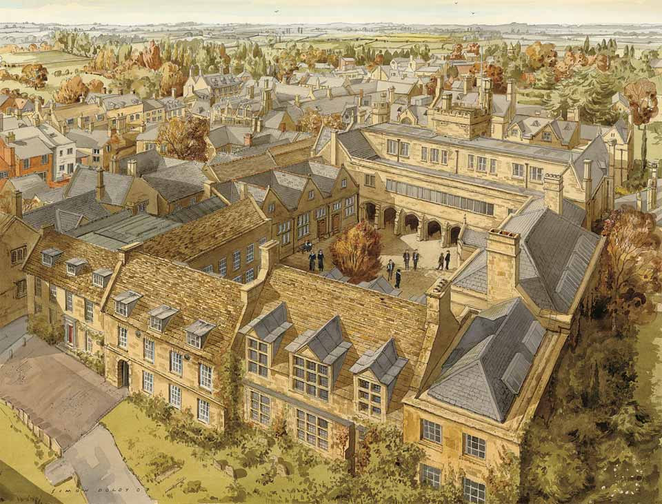 Oundle School Cloisters by Simon Dolby at The Dolby Gallery Oundle