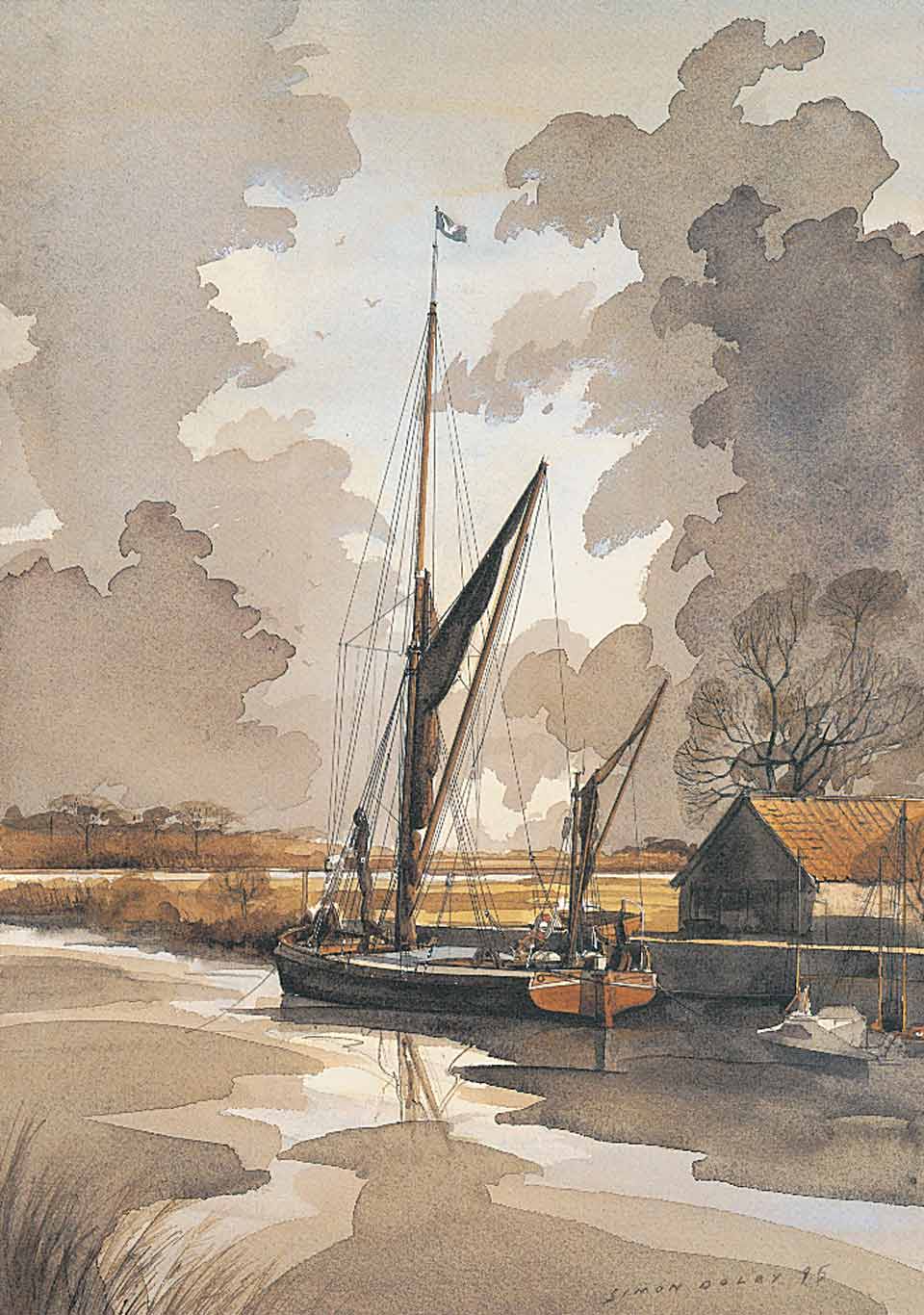 Thames Barge at Snape Suffolk by Simon Dolby at The Dolby Gallery Oundle