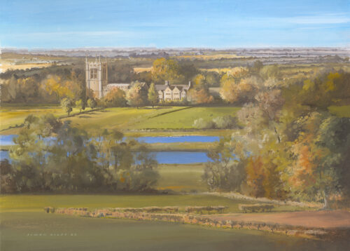 Aldwincle Church St Peters' 2020 Oil on Canvas by Simon Dolby The Dolby Gallery Oundle Northamptonshire