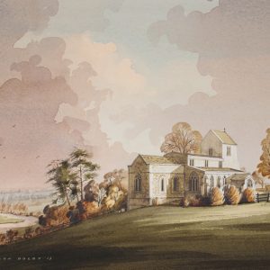 Wadenhoe Church Watercolour by Simon Dolby at The Dolby Gallery Oundle