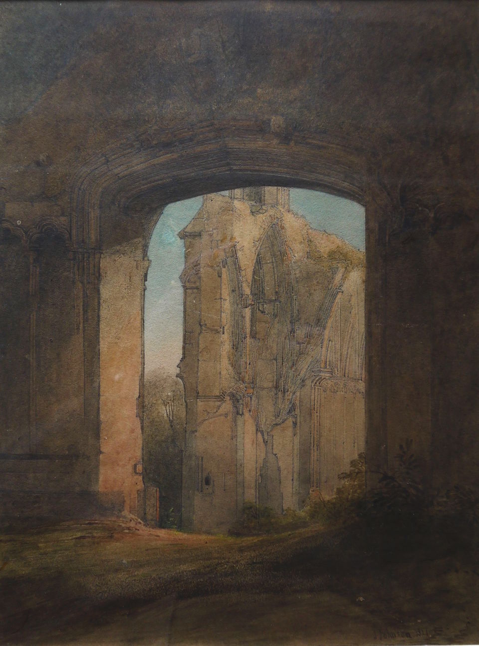 James Johnson (1803-1834) Lady Chapel, Glastonbury. Watercolour , signed and dated 1821 11 ½ x 9ins at The Dolby Gallery Oundle Northamptonshire