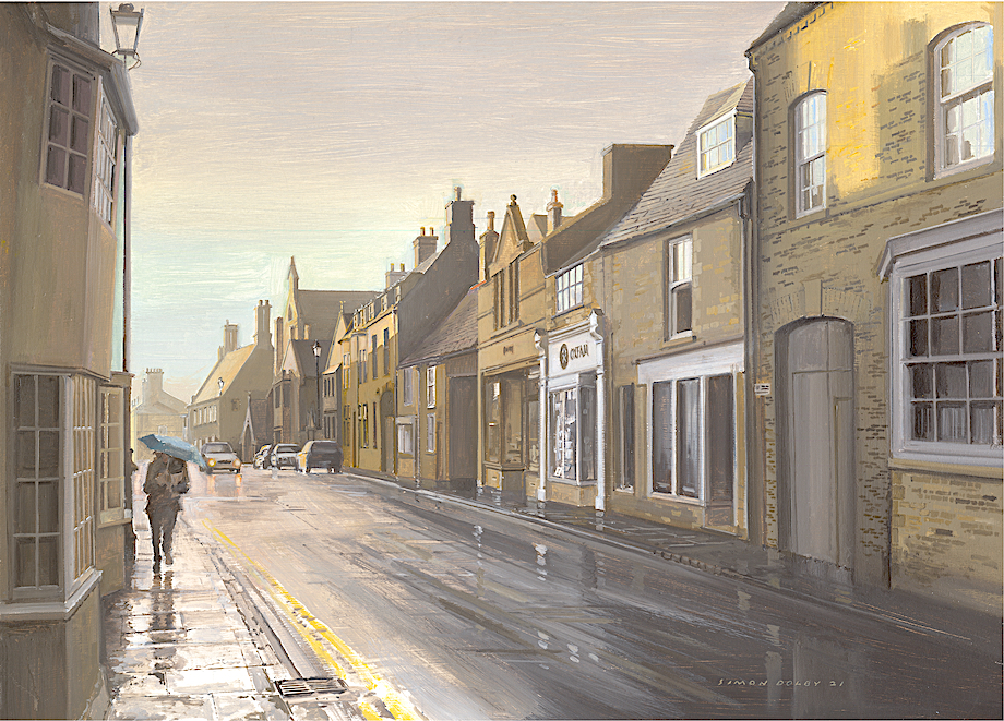 Wet Day on West Street Oundle by Simon Dolby 2021 at The Dolby Gallery Northamptonshire